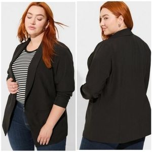 TORRID Jacket Womens Black Parker Studio Crepe Blazer Open Front size 3X